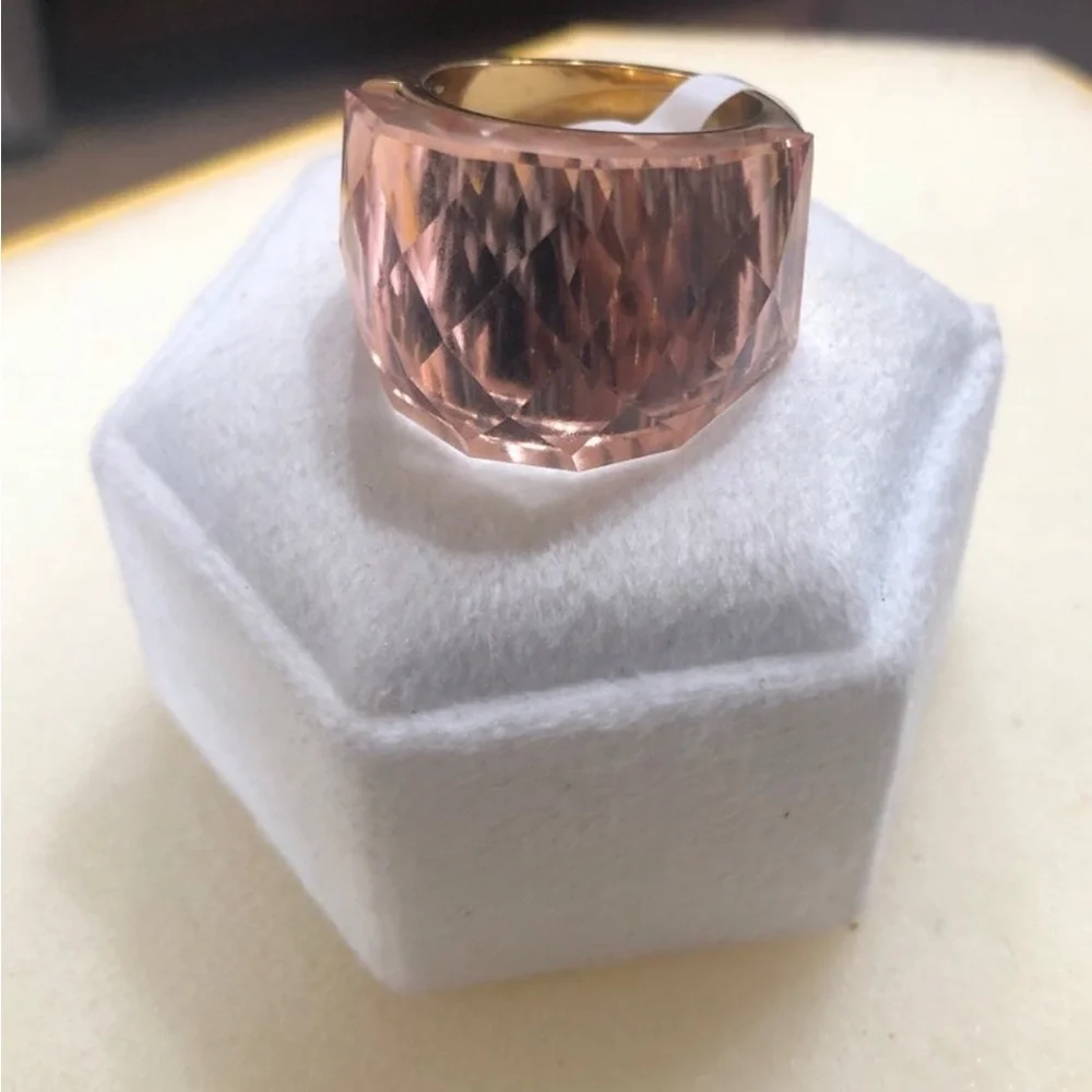 Swarovski elements ring size 8 amber shade gold plated nirvana SSBG8